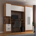 Ver imagem 1 de Quarto Completo com Escrivaninha Viena 3 Portas 2 Gavetas Espresso Móveis Marrom/Nogal/Branco