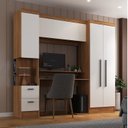 Ver imagem 1 de Quarto Completo com Escrivaninha Viena 3 Portas 2 Gavetas Espresso Móveis Marrom/Nogal/Branco