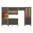 Ver imagem 2 de Cozinha Completa Modulada 100% MDF 5 Peças 11 Portas 5 Gavetas e Vidro 349cm Vicenza Espresso Móveis Cinza/Amêndoa/Chumbo