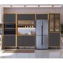 Ver imagem 1 de Cozinha Completa Modulada 100% MDF 5 Peças 11 Portas 5 Gavetas e Vidro 349cm Vicenza Espresso Móveis Cinza/Amêndoa/Chumbo