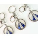 Ver imagem 2 de Chaveiro Redondo Prateado Fundo Perolado Aparecida Mosquetão