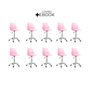 Ver imagem 2 de Cadeira Office Base Cromada Oficial com Rodízio Giratória Saarinen - Rosa - 10