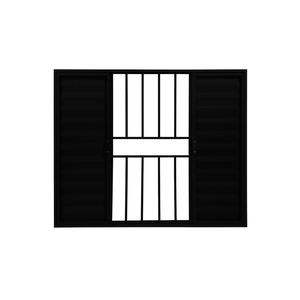 Veneziana 6 Folhas Aluminio Preto com Grade 1,00x1,20