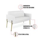 Ver imagem 3 de Sofá Namoradeira e Poltrona Pé de Ferro Dourado Marisa Corino Branco D03 - D'Rossi
