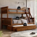 Ver imagem 3 de Beliche Casal Madeira Maciça Reforçada + Cama Aux Solteiro Gav:Castanho