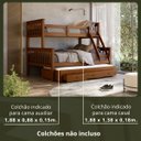Ver imagem 4 de Beliche Casal Madeira Maciça Reforçada + Cama Aux Solteiro Gav:Castanho