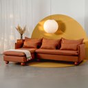 Ver imagem 1 de Sofá Modular 3 Lugares com Chaise e Pé Bolinha Sôma CabeCasa MadeiraOriginals