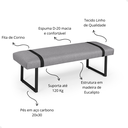 Ver imagem 2 de Puff Recamier para Quarto Sala Banco Solteiro 90cm Decorativo Linho Pés Ferro Estilo Industrial