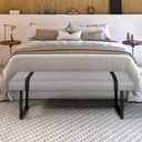 Ver imagem 1 de Puff Recamier para Quarto Sala Banco Solteiro 90cm Decorativo Linho Pés Ferro Estilo Industrial