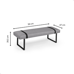 Banco Recamier Estofado 90 Cm Luxo Pés de Ferro Estilo Industrial Quarto Sala Hall Decoração - 3