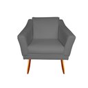 Ver imagem 3 de Kit Namoradeira + 1 Poltrona Decorativa Agatha Suede Cinza Pés Madeira Ms Decor