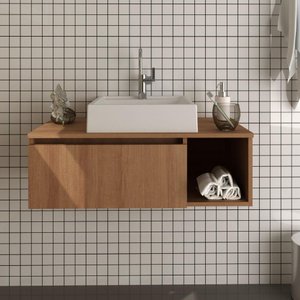 Gabinete para Banheiro com 1 Porta - Amêndoa