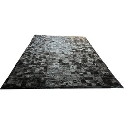 Tapete De Couro preto natural 2,50x3,50 com borda peça 10x10 - 1