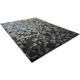Tapete De Couro preto natural 2,50x3,50 com borda peça 10x10 - 2