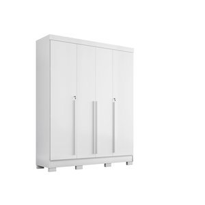 Guarda Roupa Casal 4 Portas 3 Gavetas Domus Branco