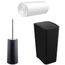 Ver imagem 1 de Lixeira 8l com Tampa Click Retangular + Escova Sanitária com Suporte + Refil Saco de Lixo 39x50cm Co