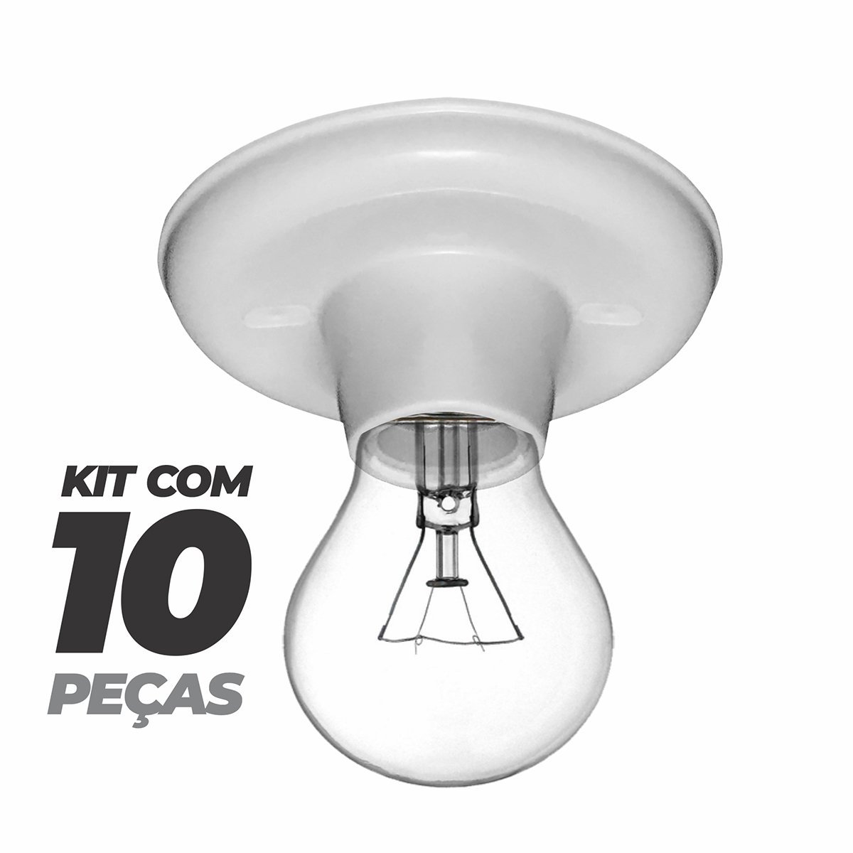 Kit 10 Plafons Simples Suporte Lâmpadas Bocal Porcelana - 2