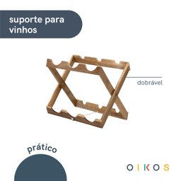Suporte de Madeira Acácia Adega Porta Vinhos Dobrável - Oikos - 5
