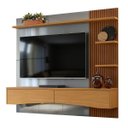 Ver imagem 1 de Painel para Tv de até 65" 2 Gavetas Elise Cinza Perolizado/tauari Ripado
