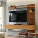 Ver imagem 3 de Painel para Tv de até 65" 2 Gavetas Elise Cinza Perolizado/tauari Ripado