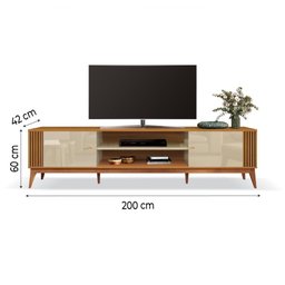 Rack Bancada Para Sala Tv Até 75" Legacy Cedro / Off White - 4