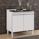 Ver imagem 3 de Balcão para Cooktop 80cm 2 Portas Flórida Branco - Lumil Móveis