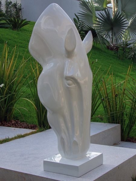 Escultura Estátua Decorativa Cabeça de Cavalo Grande 108cm:branco Brilho