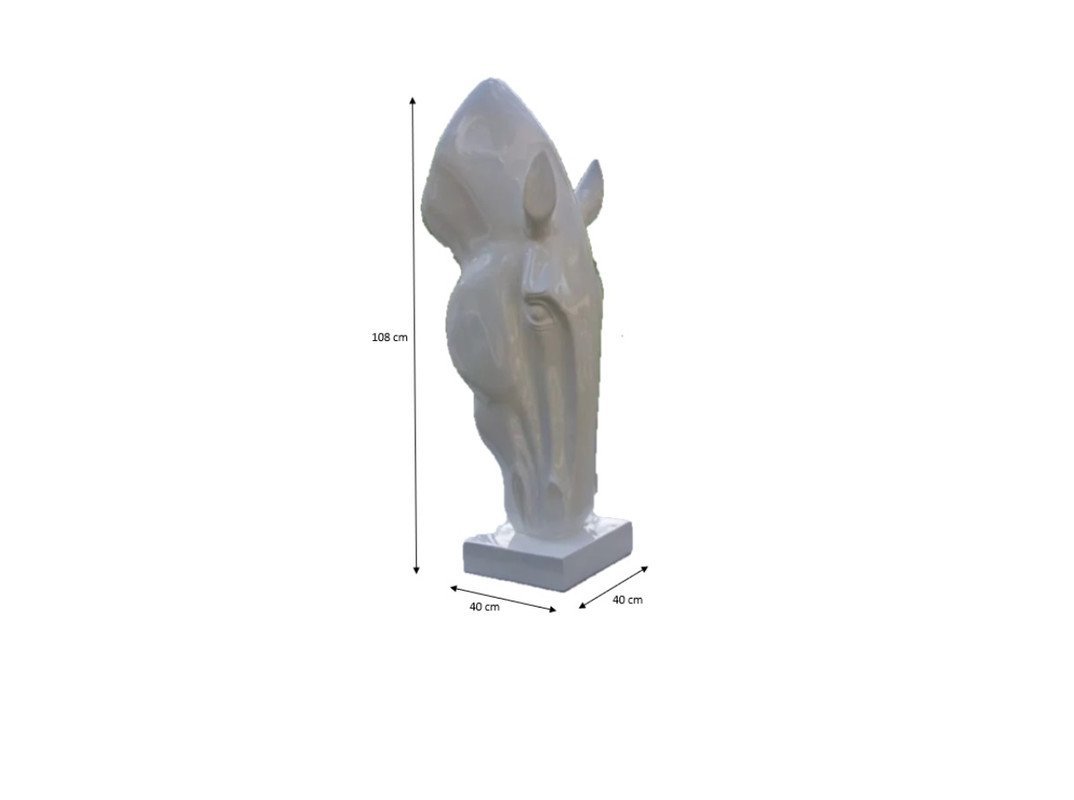 Escultura Estátua Decorativa Cabeça de Cavalo Grande 108cm:branco Brilho - 2