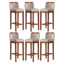 Ver imagem 1 de Kit 6 Banquetas Média Gourmet para Cozinha 38x92 Cm Líbia Madeira Maciça Suede Bege CCS
