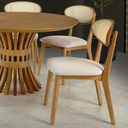 Ver imagem 6 de Cadeira Orion Orgânico Tela Quadrada Assento Estofado Tecido Bouclê 125 Madeira Maciça Freijó Cappuc