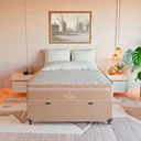 Ver imagem 4 de Cama Box Baú Viúva Bege + Colchão Paris Molas Ensacadas Bege Bege/bege