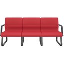 Ver imagem 1 de Cadeira Longarina 3 Lugares Recepção com Braço Pés Preto Lev P03 Crepe Vermelho - Lyam Decor
