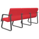Ver imagem 4 de Cadeira Longarina 3 Lugares Recepção com Braço Pés Preto Lev P03 Crepe Vermelho - Lyam Decor