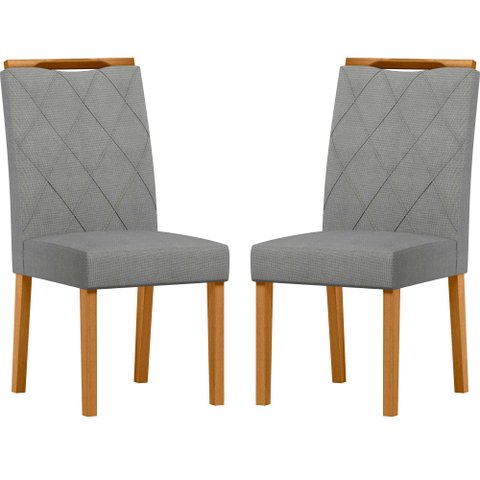 Conjunto com 2 Cadeiras de Jantar Estofada Sarah Ypê/linho Cinza Claro Ln02 - New Ceval 13056/322