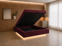 Ver imagem 1 de Cama Box Baú Casal Flutuante com LED, Encaixe para Colchão e Puxador Embutido:Bordô