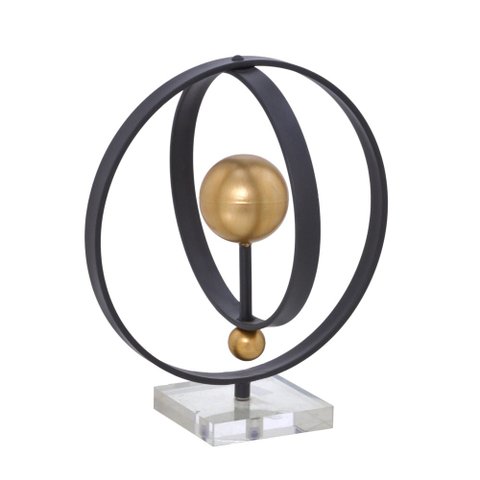 Escultura Decorativa Esfera Preta e Dourada 28cm - Espressione