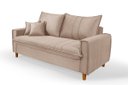 Ver imagem 1 de Sofa Living com Bau Multiuso 3 Lugares Suede Pes em Madeira: Bege