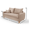 Sofa Living com Bau Multiuso 3 Lugares Suede Pes em Madeira: Bege - 6