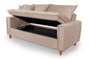 Ver imagem 3 de Sofa Living com Bau Multiuso 3 Lugares Suede Pes em Madeira: Bege