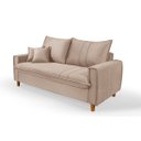Ver imagem 1 de Sofa Living com Bau Multiuso 3 Lugares Suede Pes em Madeira: Bege