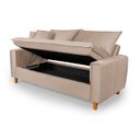 Ver imagem 3 de Sofa Living com Bau Multiuso 3 Lugares Suede Pes em Madeira: Bege