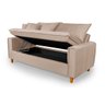 Sofa Living com Bau Multiuso 3 Lugares Suede Pes em Madeira: Bege - 3