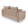 Sofa Living com Bau Multiuso 3 Lugares Suede Pes em Madeira: Bege - 4