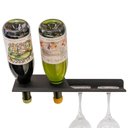 Ver imagem 1 de Adega de Parede Preta Suporte 2 Garrafas de Vinho Porta 2 Taças Masutti 35cm