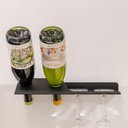 Ver imagem 2 de Adega de Parede Preta Suporte 2 Garrafas de Vinho Porta 2 Taças Masutti 35cm