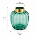 Ver imagem 4 de Vaso Decorativo Vidro Gomado - Verde Esmeralda - Borda Metal Dourada