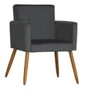 Ver imagem 2 de Poltrona Vivian Suede Grafite Decorativa Pés Palito Imbuia Mel Cadeira para Sala Recepção