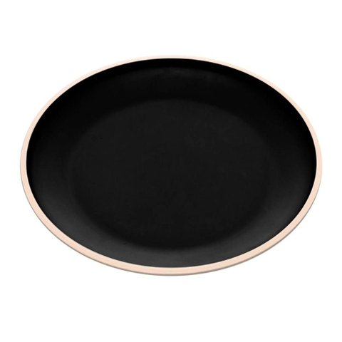 Prato de Sobremesa 21,5cm Melamina Class Preto Raso Lanches Bolos Tortas Petiscos Wolff