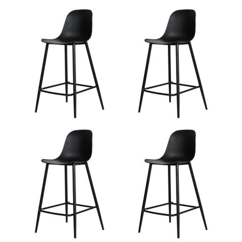 Kit 4 Banquetas Altas Miami Abi Fratini 101,50 Cm (altura) Polipropileno Preto Base em Aço Pintado