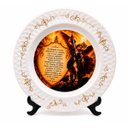 Ver imagem 1 de Prato Decorativo de Porcelana São Miguel Arcanjo com Suporte Oração de Proteção